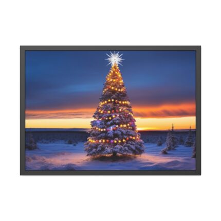 Lit Christmas Tree Outside Framed Poster