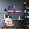 93854-434.jpg Lit Christmas Tree Outside Framed Poster