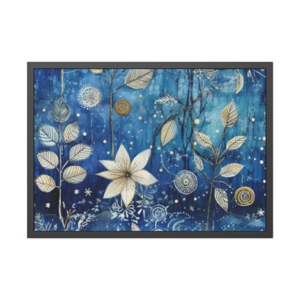 Blue Floral Seamless Pattern Framed Poster