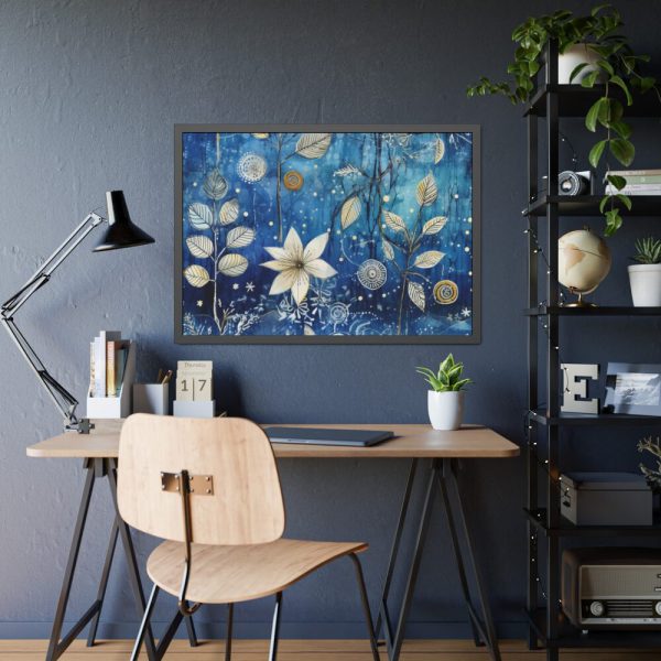 Blue Floral Seamless Pattern Framed Poster