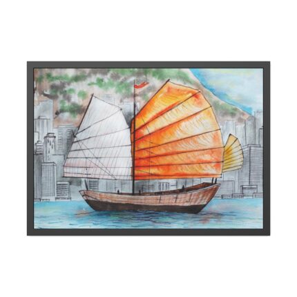 Traditional Chinese Sailing Ship Framed Poster