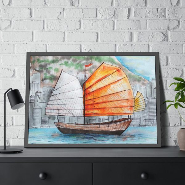 93854-515.jpg Traditional Chinese Sailing Ship Framed Poster
