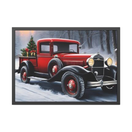 Vintage Pickup Truck Christmas II Framed Poster