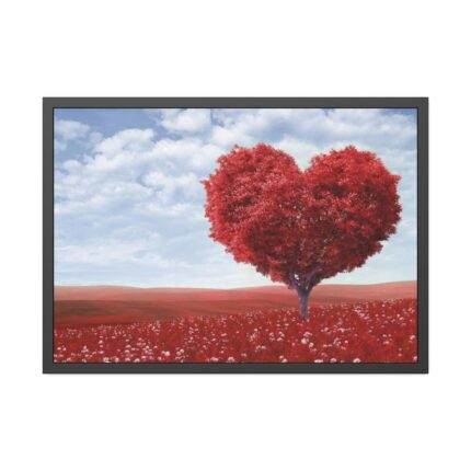 Red Tree in Heart Shape Framed Poster
