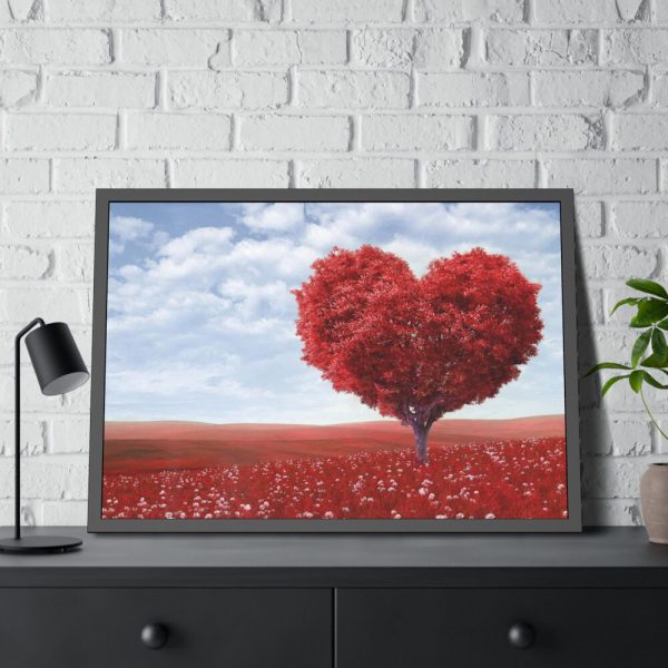 93854-535.jpg Red Tree in Heart Shape Framed Poster