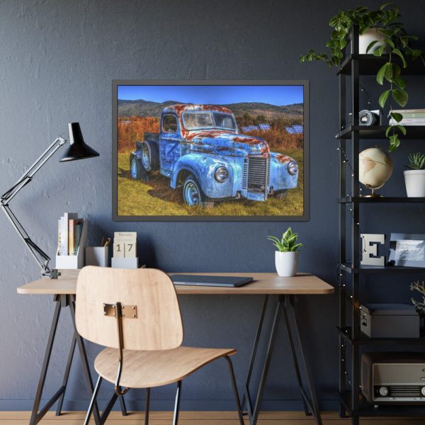 Vintage Blue Pickup Truck Framed Poster
