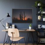 Saguaro Cacti at Sunset in the Arizona Desert Framed Canvas - Image 3
