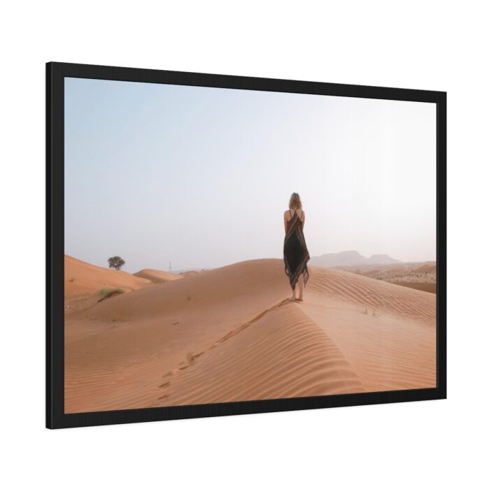 Woman Walking on Sandy Deserts Framed Poster - Image 6