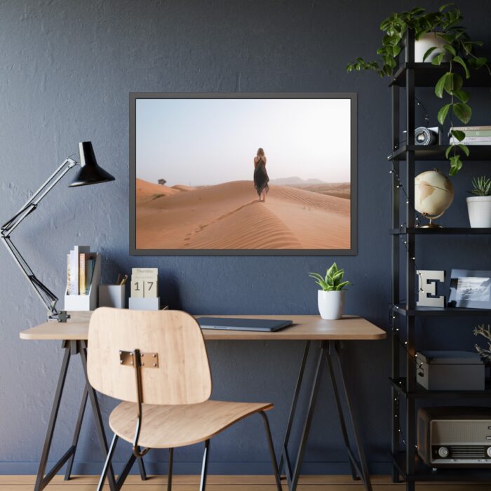 Woman Walking on Sandy Deserts Framed Poster - Image 7