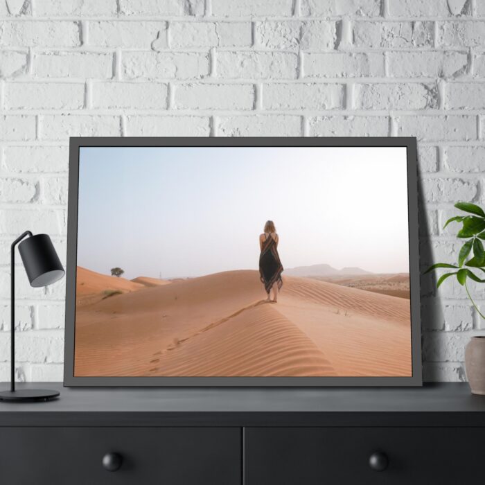 Woman Walking on Sandy Deserts Framed Poster - Image 8
