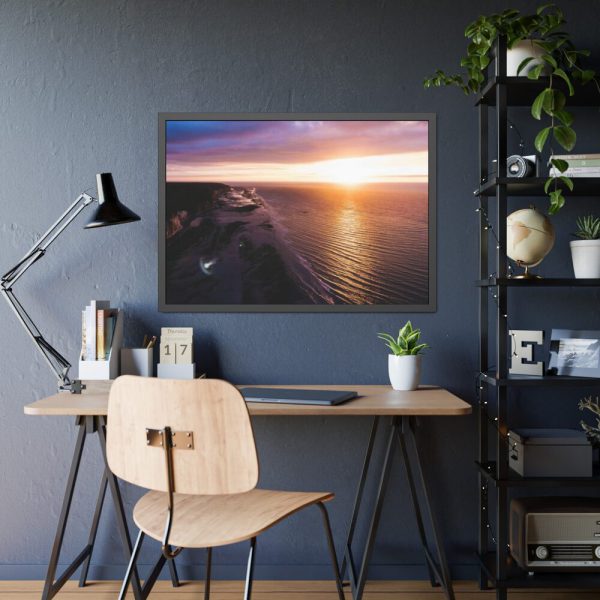 Sunset Over an Ocean Cliff Framed Poster