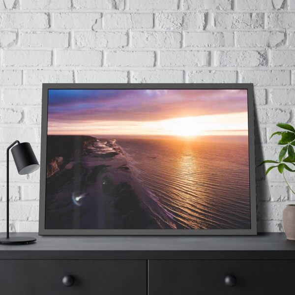 Sunset Over an Ocean Cliff Framed Poster