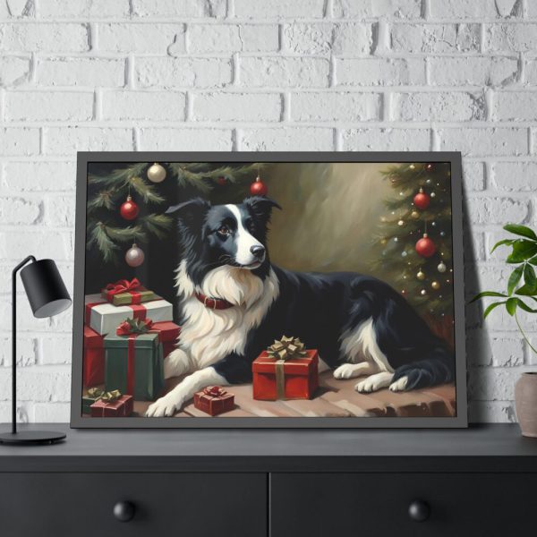 93855-163.jpg Border Collie Vintage Christmas Framed Poster