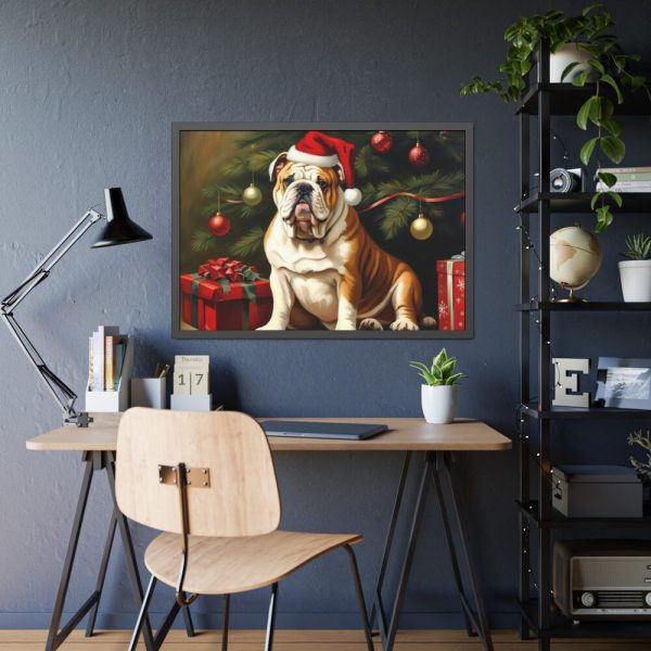 93855-218.jpg English Bulldog Vintage Christmas Framed Poster