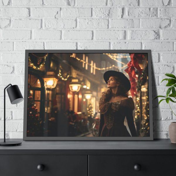 93855-251.jpg Vintage Woman In Town At Christmas Framed Poster