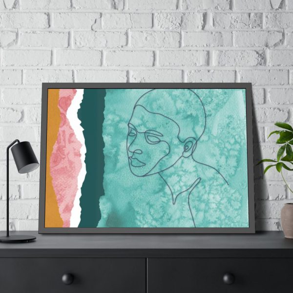Abstract Black Woman Face Framed Poster