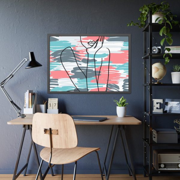 93855-286.jpg Line Drawing Of A Pondering Woman Framed Poster
