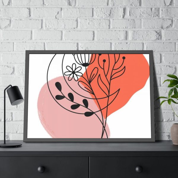 93855-295.jpg Abstract Line Art Plant And Moon Framed Poster