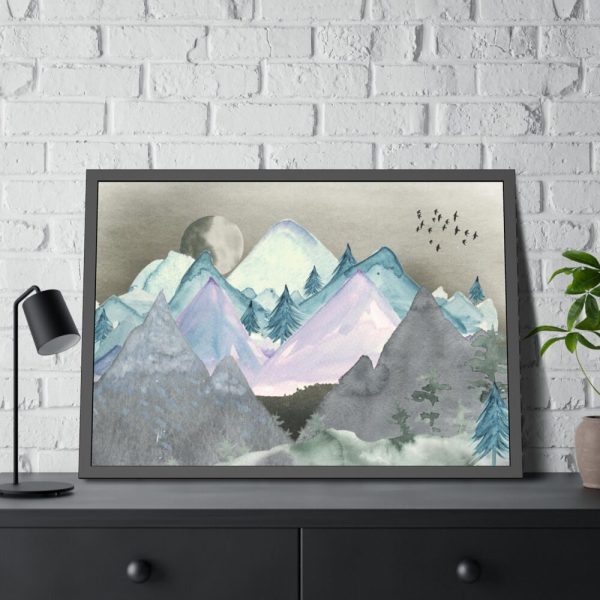 93855-407.jpg Mountain Landscape Watercolor Framed Poster