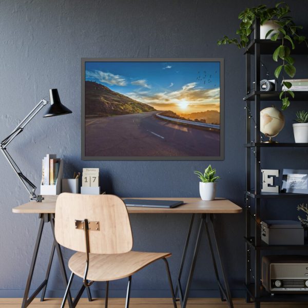 93855-422.jpg Mountain Road Sunset Framed Poster