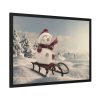 93855-477.jpg Snowman On Sledge Framed Poster