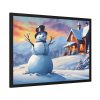 93855-489.jpg Snowman and Illuminated House Framed Poster