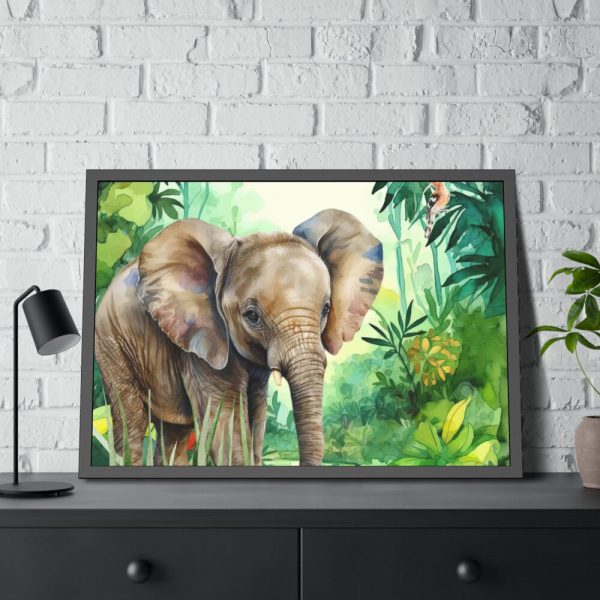 Elephant in African Jungle Framed Poster