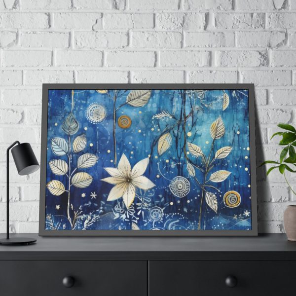 Blue Floral Seamless Pattern Framed Poster