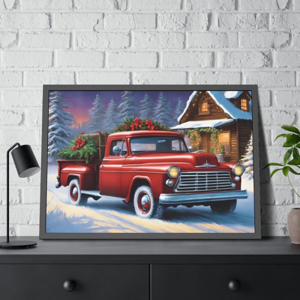 Vintage Pickup Truck Christmas I Framed Poster