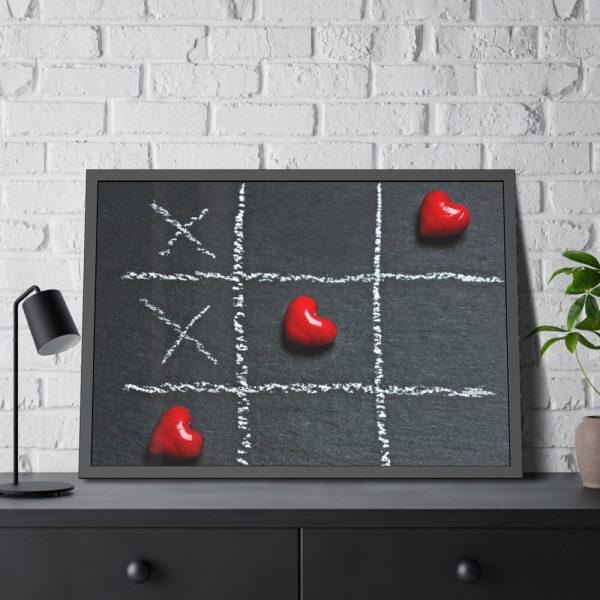 Tic Tac Toe Love Heart Framed Poster