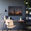 Saguaro Cacti at Sunset in the Arizona Desert Framed Canvas