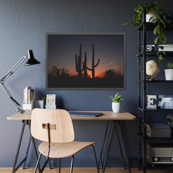 Saguaro Cacti at Sunset in the Arizona Desert Framed Canvas