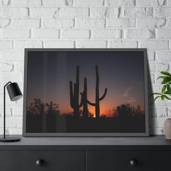 Saguaro Cacti at Sunset in the Arizona Desert Framed Canvas
