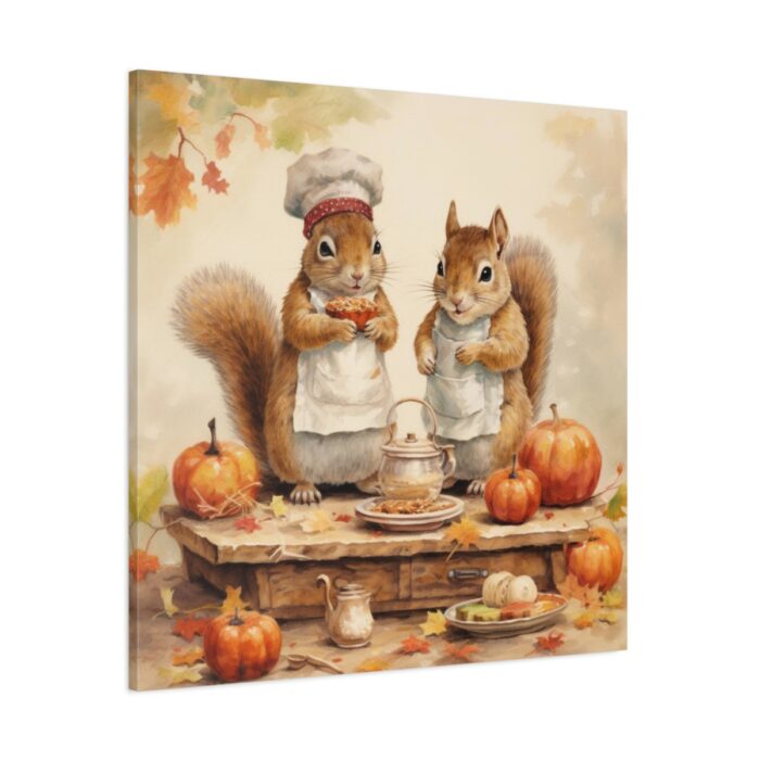 Autumn Fall Squirrels With Pumpkins Standard Canvas - Image 1