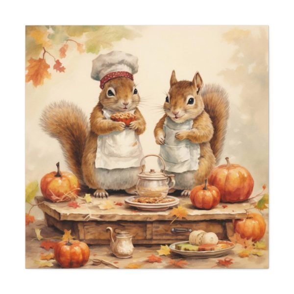 101419-161.jpg Autumn Fall Squirrels With Pumpkins Standard Canvas