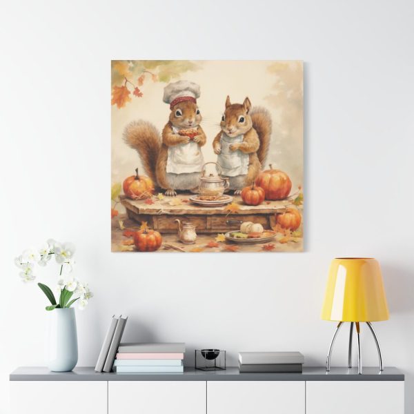 101419-162.jpg Autumn Fall Squirrels With Pumpkins Standard Canvas