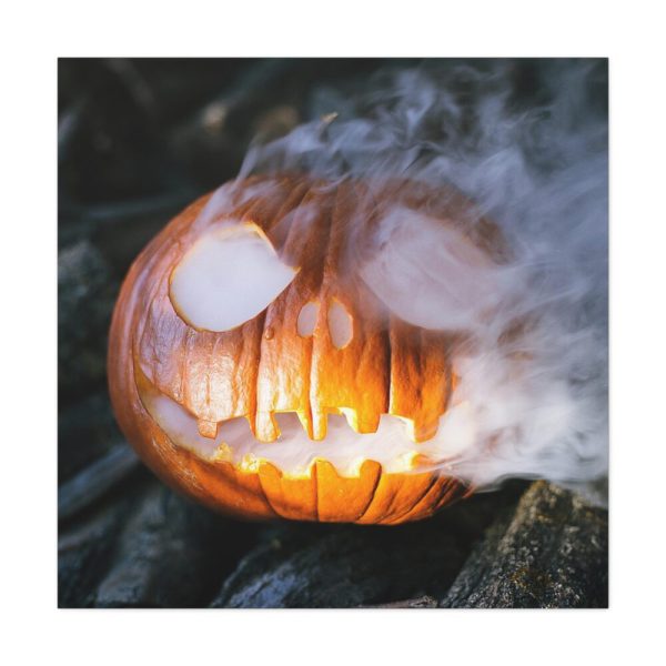 101419-21.jpg Carved Halloween Pumpkin With Smoke Standard Canvas