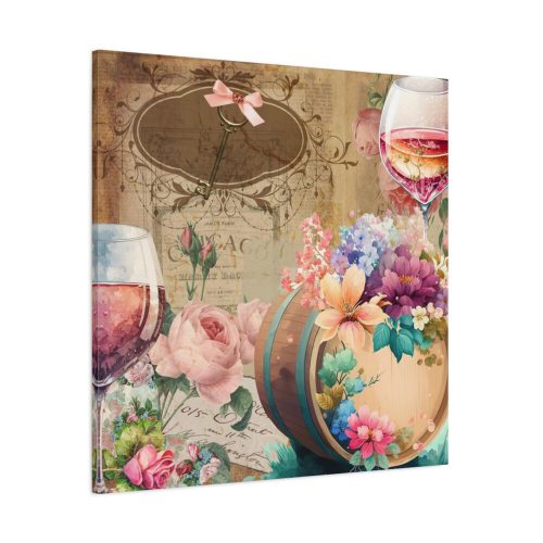 Vintage Watercolor Wine Barrel Standard Canvas