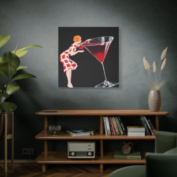 101419-264.jpg Woman Drinks From Large Wine Glass Standard Canvas