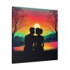Romantic Couple Sunset Silhouette Standard Canvas