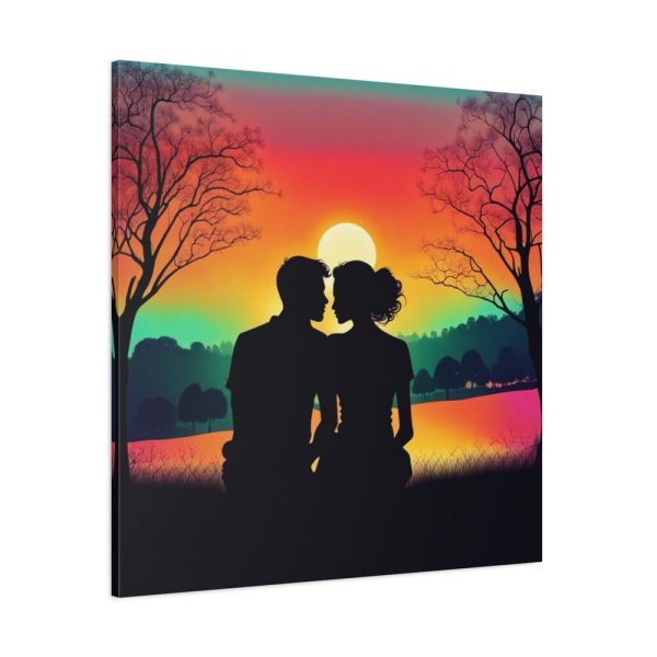 Romantic Couple Sunset Silhouette Standard Canvas
