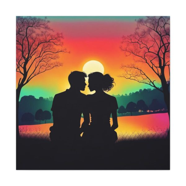 Romantic Couple Sunset Silhouette Standard Canvas