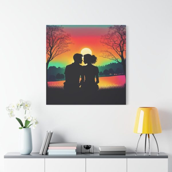 Romantic Couple Sunset Silhouette Standard Canvas