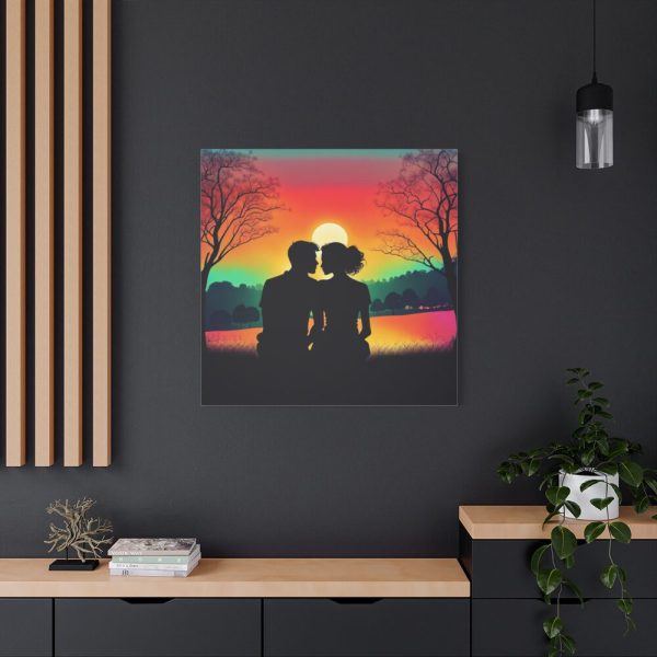 Romantic Couple Sunset Silhouette Standard Canvas