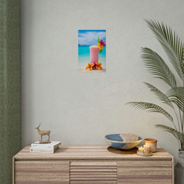 101828-3.jpg Tropical Colorful Drink on the White Sand Beach Poster