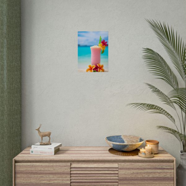 101832-3.jpg Tropical Colorful Drink on the White Sand Beach Poster