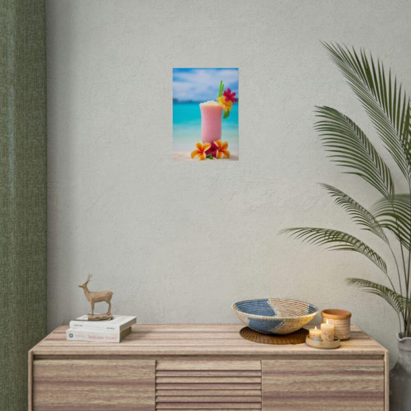 101839-3.jpg Tropical Colorful Drink on the White Sand Beach Poster