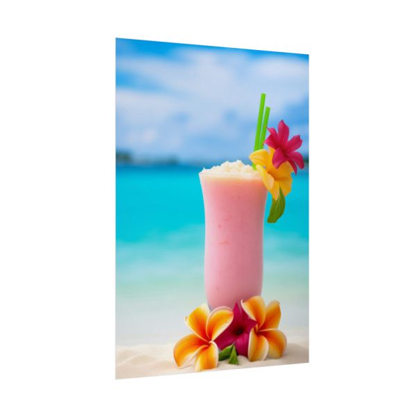 101844-2.jpg Tropical Colorful Drink on the White Sand Beach Poster