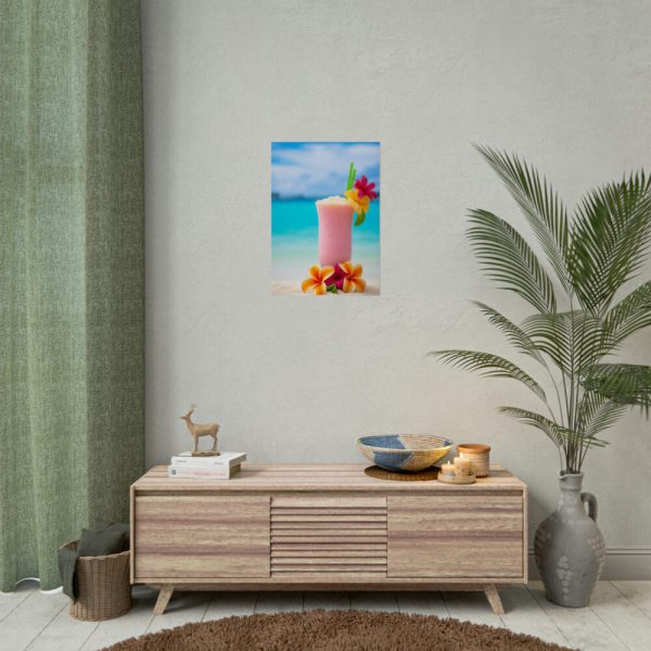 101844-3.jpg Tropical Colorful Drink on the White Sand Beach Poster