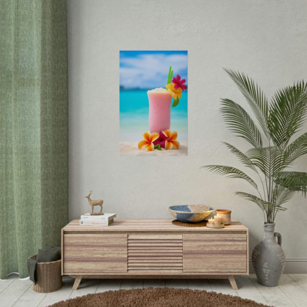101847-3.jpg Tropical Colorful Drink on the White Sand Beach Poster